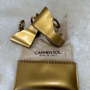 CARMEN DEL SOL COMBO- Tonino Wedge & Julian Pochette - Metallic Gold Jelly SALE!